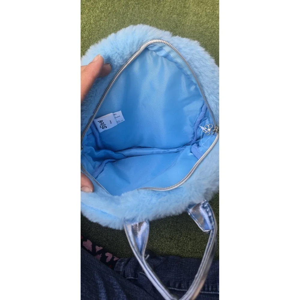 Kids Plush Blue Character Backpack Faux Fur Mini Bag Cartoon School Travel Bag